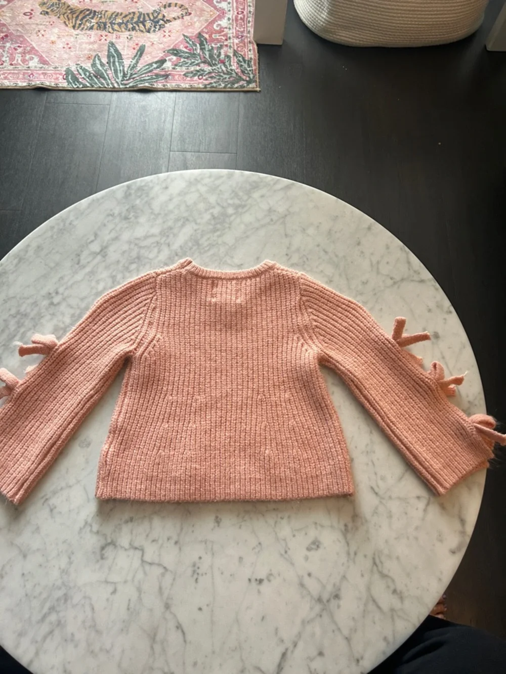 Kids' Soft Pink Knit Sweater with Sleeve Bow Accents